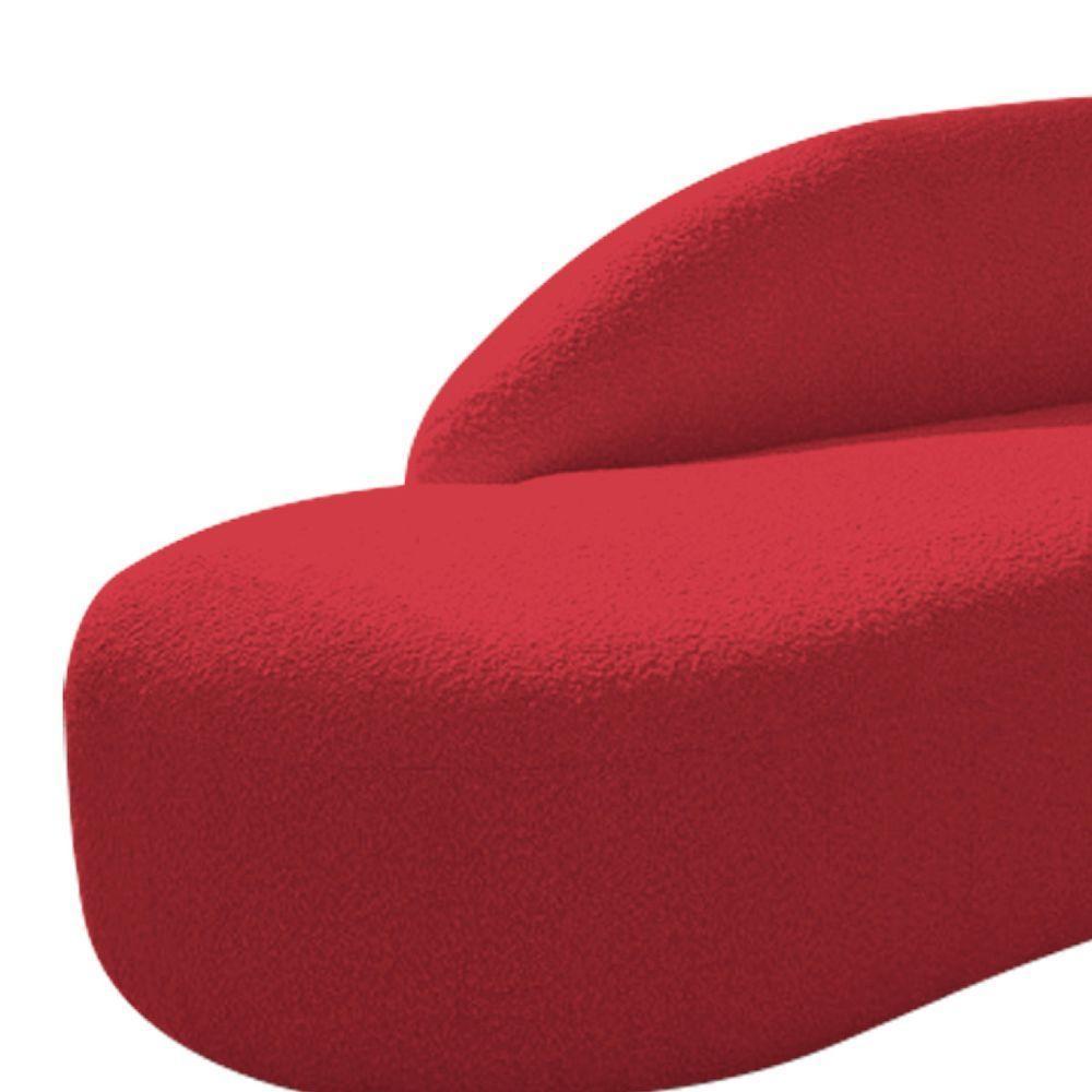 Divã Recamier Curvo Luna 140cm Lado Esquerdo Suede Vermelho - 6
