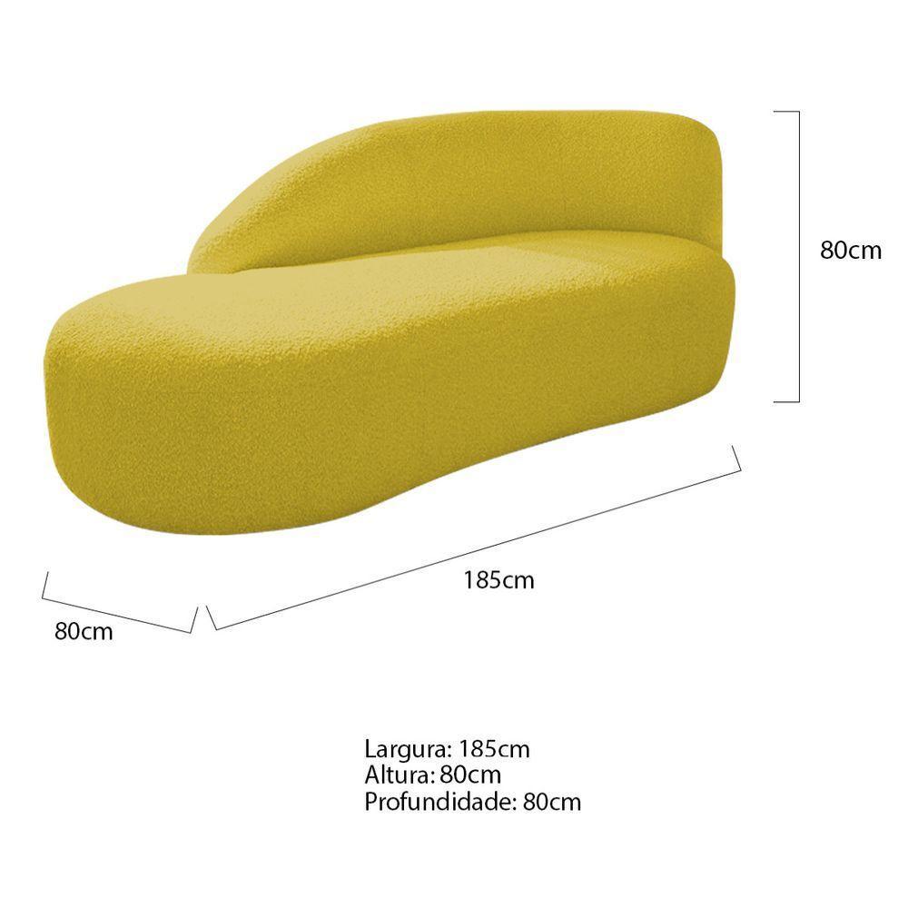 Kit Divã Luna 185cm Lado Esquerdo E 02 Poltronas Base De Ferro Preto Suede Amarelo - 8