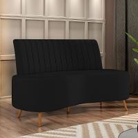 Sofá Chaise Living 2 Lugares 135cm Para Sala Cayman K01 Veludo Preto - 6