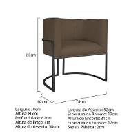 Kit Divã Luna 185cm Lado Esquerdo E 02 Poltronas Base De Ferro Preto Suede Marrom - 10