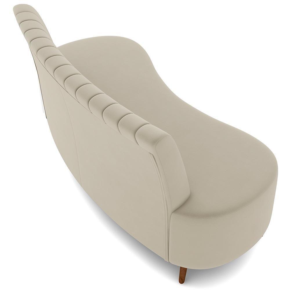 Sofá Chaise Living 2 Lugares 160cm Para Sala Cayman K01 Veludo Bege - 2