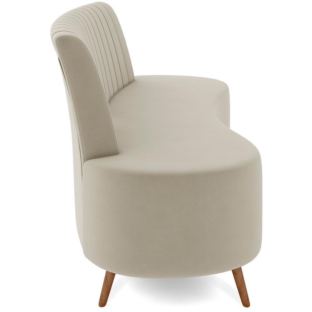 Sofá Chaise Living 2 Lugares 160cm Para Sala Cayman K01 Veludo Bege - 4