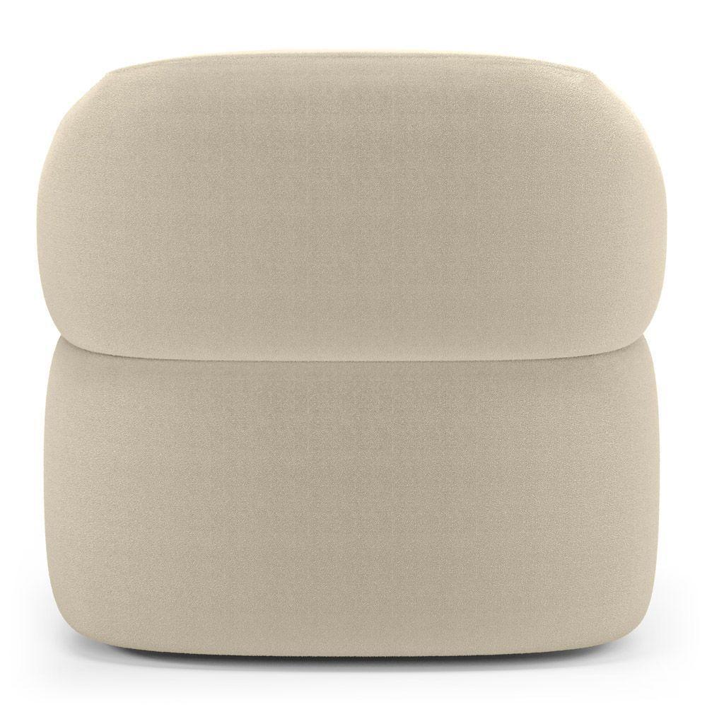 Kit Poltrona Giratória E Sofá Orgânico Living Glee 02 Lugares 140cm Bouclê Bege - Desk Design - 3