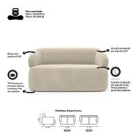 Kit Poltrona Giratória E Sofá Orgânico Living Glee 02 Lugares 140cm Bouclê Bege - Desk Design