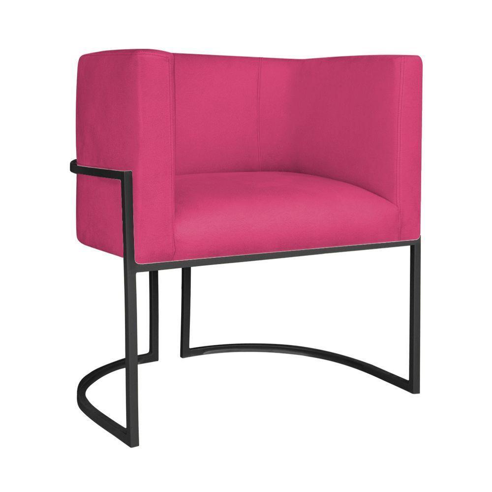 Kit Divã Luna 160cm Lado Esquerdo E 02 Poltronas Base De Ferro Preto Suede Pink - 10