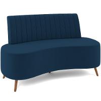 Sofá Chaise Living 2 Lugares 160cm Para Sala Cayman K01 Veludo Azul Marinho - 1