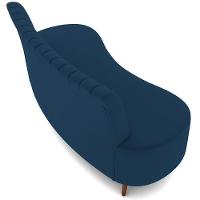 Sofá Chaise Living 2 Lugares 160cm Para Sala Cayman K01 Veludo Azul Marinho