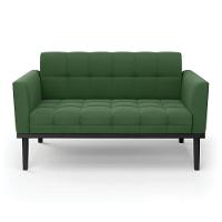 Poltrona Namoradeira Decorativa Pés Fixo Em Madeira Preto Suede Verde - 3