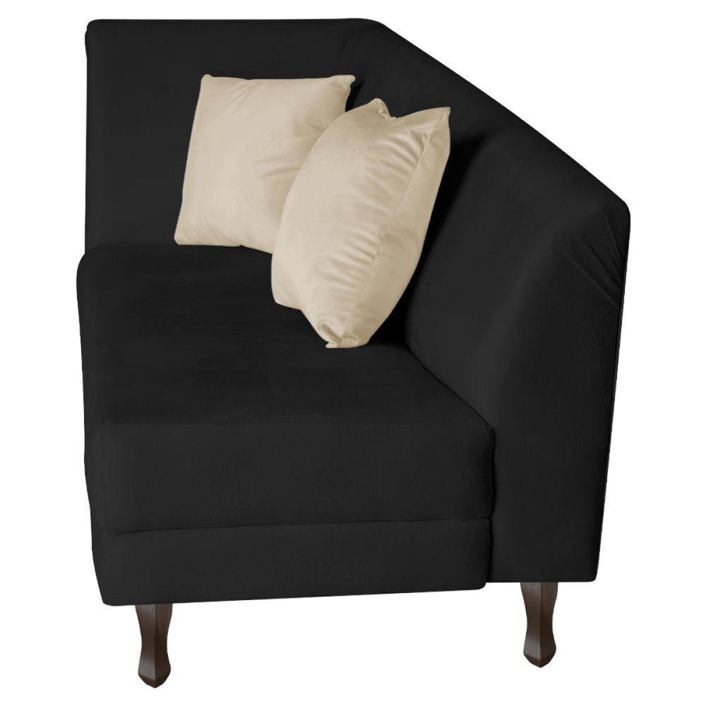 Recamier Heitor 185cm Com Almofada Lado Direito Sintético Cor Preto-bege - 2