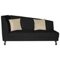 Recamier Heitor 185cm Com Almofada Lado Direito Sintético Cor Preto-bege