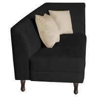 Recamier Heitor 160cm Com Almofada Lado Esquerdo Sintético Cor Preto-bege - 2