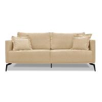 Sofá 3 Lugares Pé De Ferro Preto Rafaela 220 Cm Linho S04 - D'rossi Cor Dourado - 1