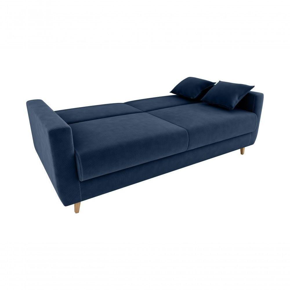 Sofá Cama Emília 2 Lugares 190cm Suede Azul Matrix - 2