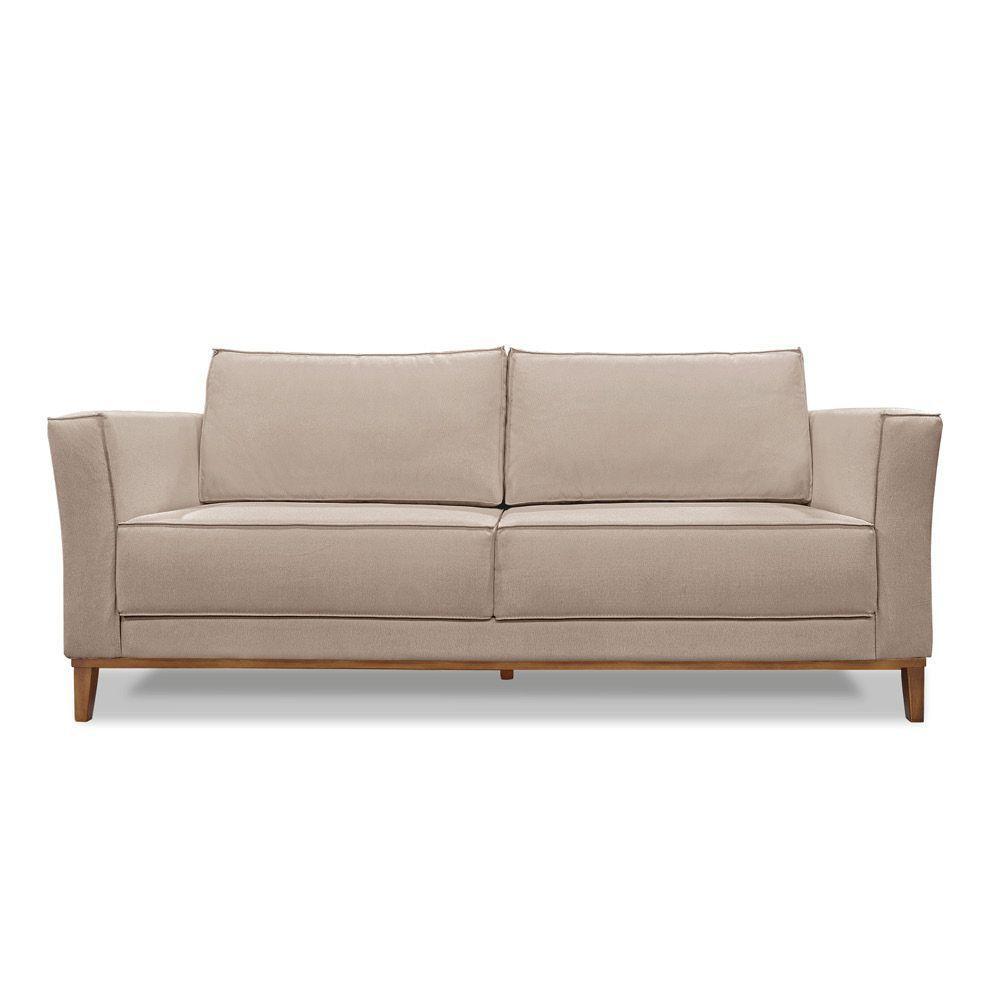 Sofá 2 Lugares Base De Madeira Grace 190 Cm Linho S04 - D'rossi Cor Areia - 1
