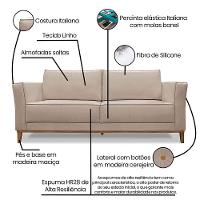 Sofá 2 Lugares Base De Madeira Grace 190 Cm Linho S04 - D'rossi Cor Areia - 6