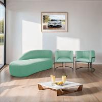 Kit Divã Luna 185cm Lado Esquerdo E 02 Poltronas Base De Ferro Preto Suede Azul Tiffany - 9