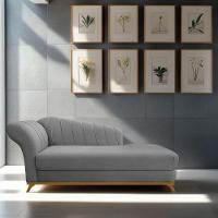 Diva Recamier Vanessa 160cm Lado Direito Suede Cor Cinza - 8