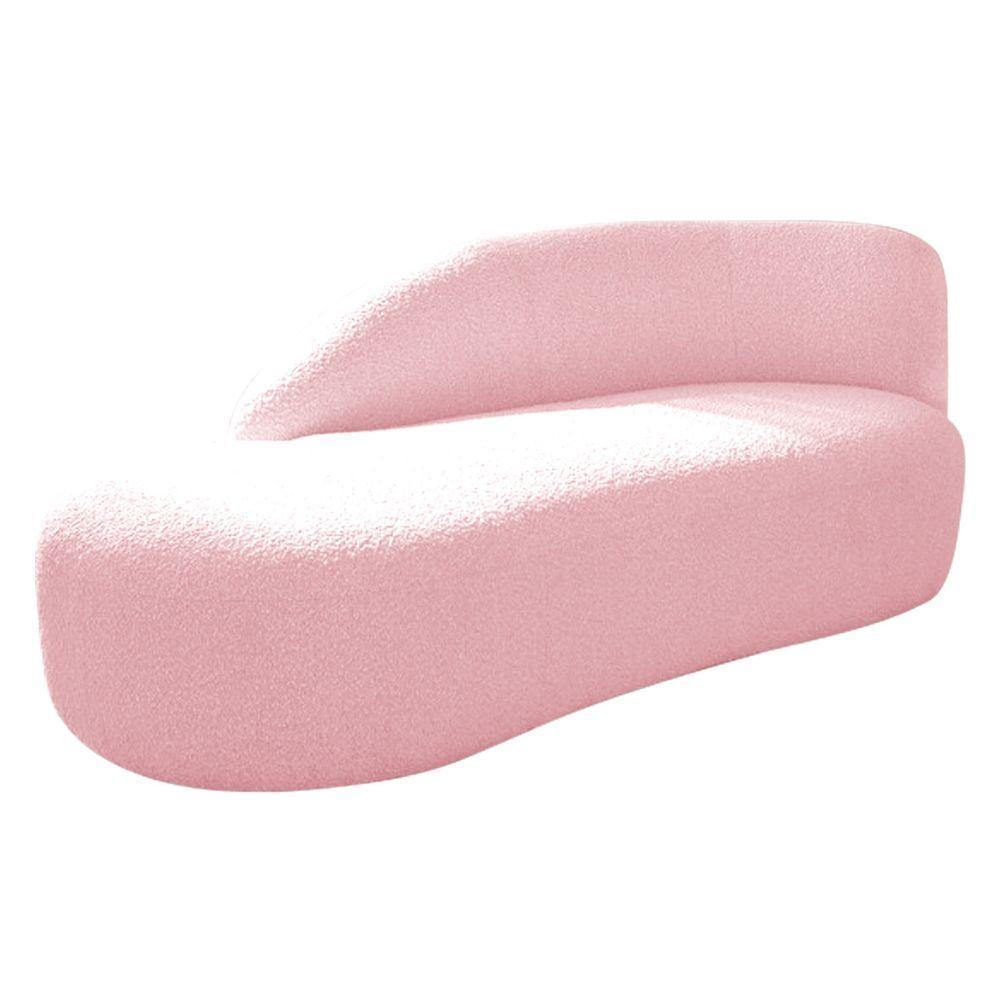 Kit Divã Luna 140cm Lado Esquerdo E 01 Poltrona Base De Ferro Dourado Suede Cor Rosa Bebê - 2