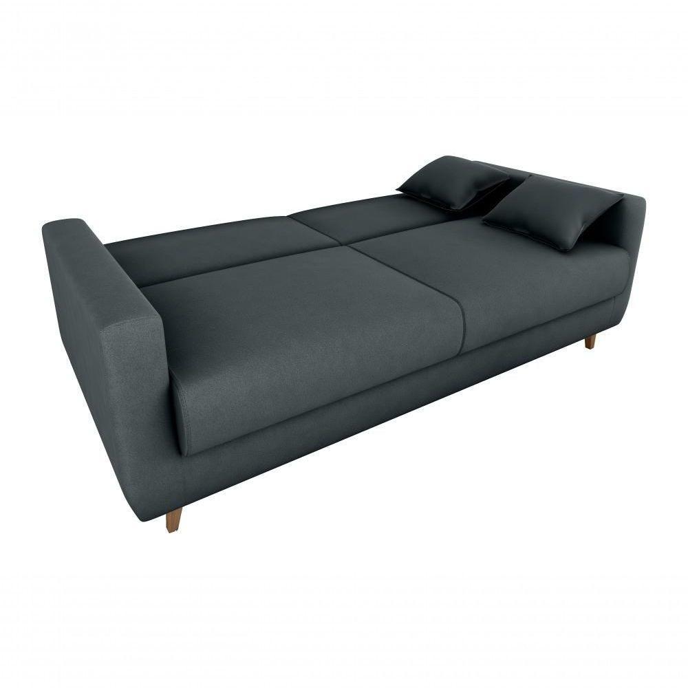 Sofá Cama Emília 2 Lugares 190cm Veludo Cinza Matrix - 2