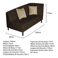 Recamier Heitor 140cm Com Almofada Lado Esquerdo Sintético Cor Marrom/bege - 6