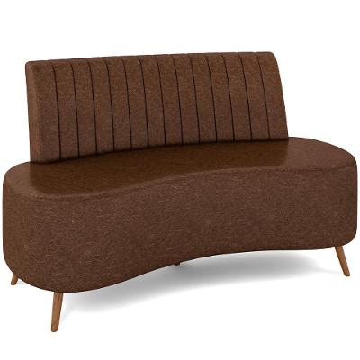 Sofá Chaise Living 2 Lugares 160cm Para Sala Cayman K01 Sintético Marrom