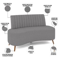 Sofá Chaise Living 2 Lugares 160cm Para Sala Cayman K01 Bouclê Cinza - 6