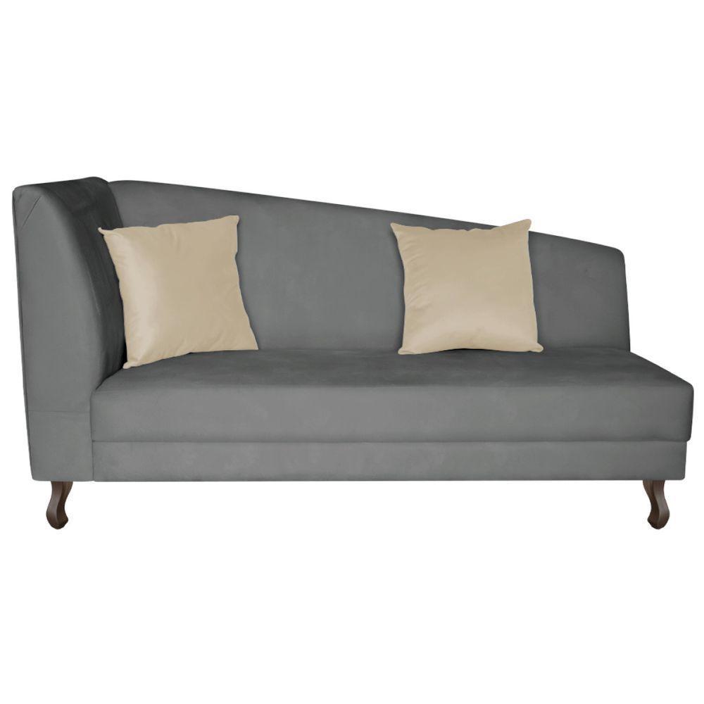 Recamier Heitor 185cm Com Almofada Lado Direito Sintético Cor Cinza/bege - 4