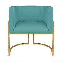 Kit Divã Luna 140cm Lado Esquerdo E 01 Poltrona Base De Ferro Dourado Suede Cor Azul Turquesa - 5