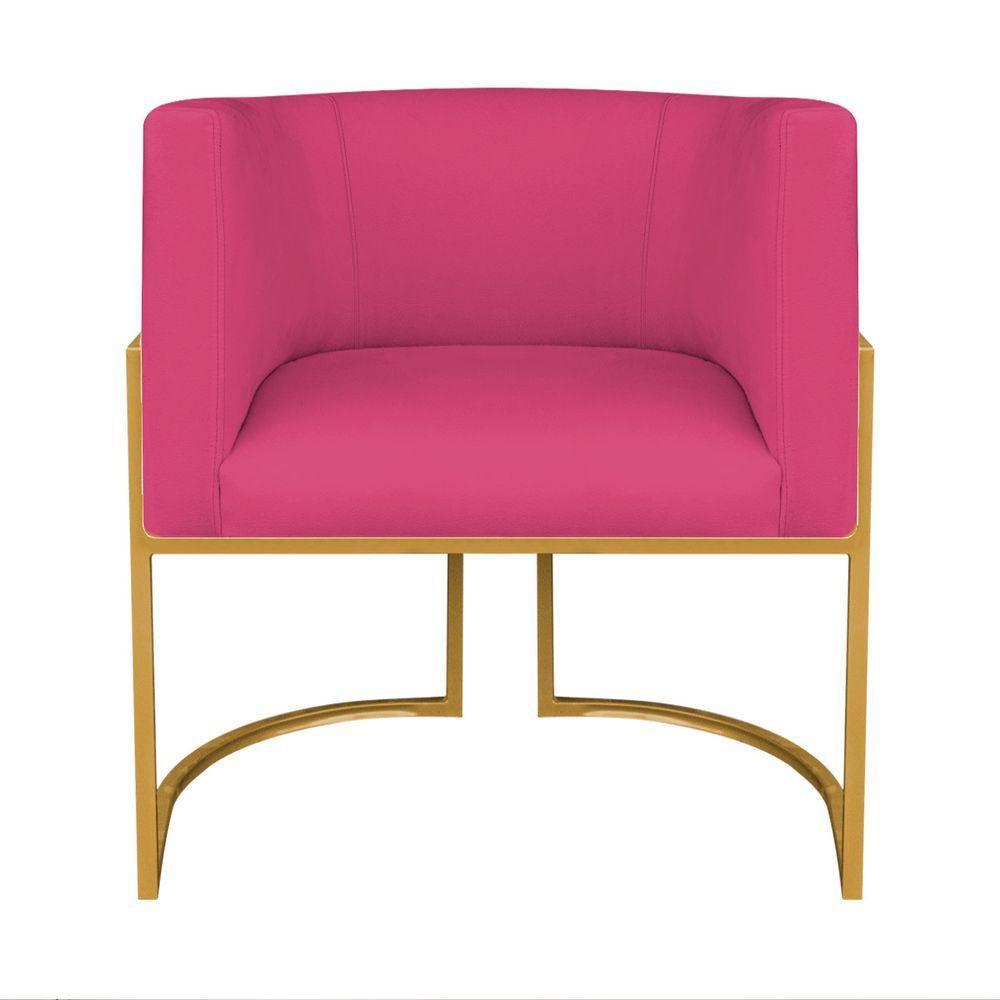 Kit Divã Luna 140cm Lado Esquerdo E 01 Poltrona Base De Ferro Dourado Suede Cor Pink - 7