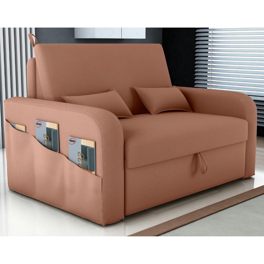 Sofá Cama Com Baú Gorteen Veludo Ferrugem - 1