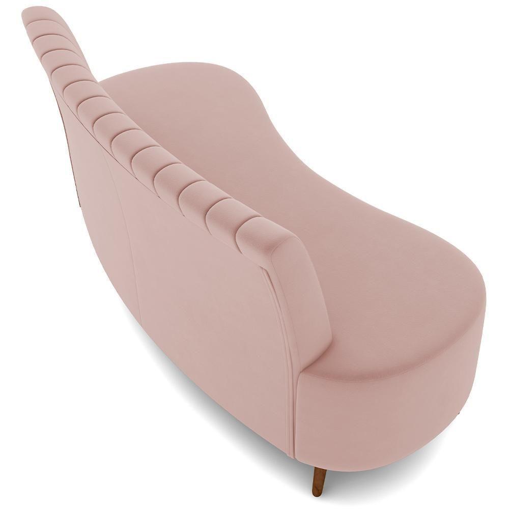 Sofá Chaise Living 2 Lugares 160cm Para Sala Cayman K01 Veludo Rosê - 4