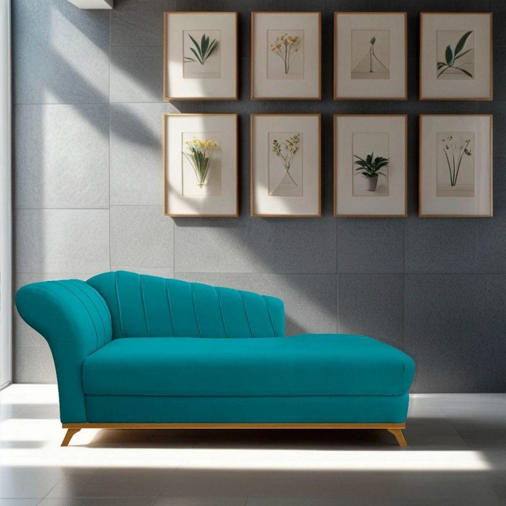 Diva Recamier Vanessa 160cm Lado Direito Suede Cor Azul Turquesa - 8