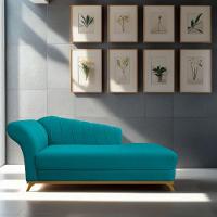 Diva Recamier Vanessa 160cm Lado Direito Suede Cor Azul Turquesa - 8