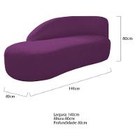 Kit Divã Luna 140cm Lado Esquerdo E 02 Poltronas Base De Ferro Preto Suede Roxo - 8