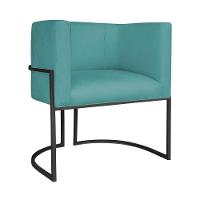 Kit Divã Luna 185cm Lado Esquerdo E 02 Poltronas Base De Ferro Preto Suede Azul Turquesa - 2