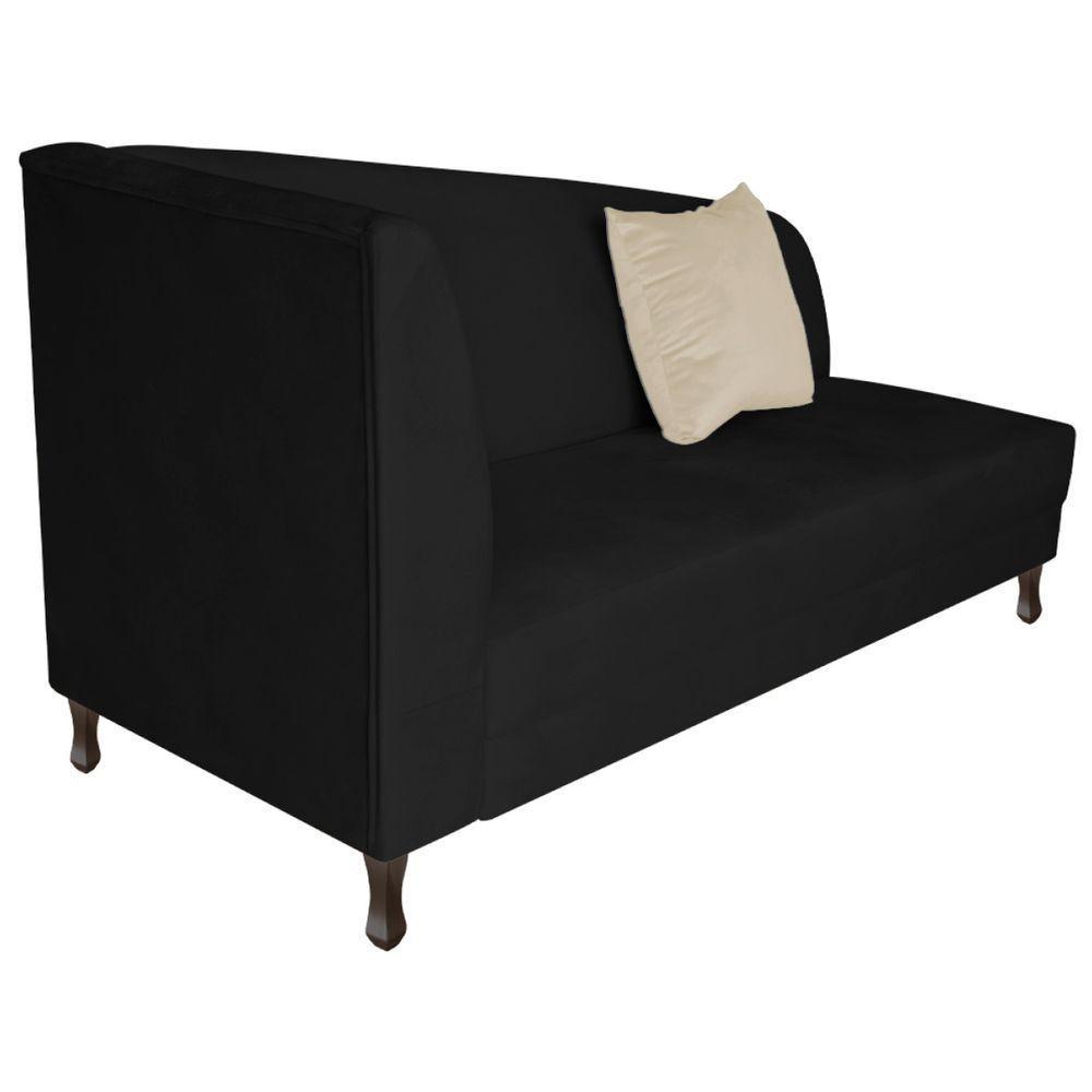 Recamier Heitor 185cm Com Almofada Lado Direito Sintético Preto Bege - 5