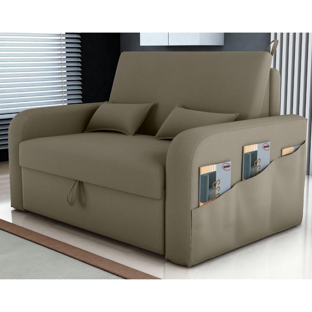 Sofá Cama Com Baú Luka Veludo Cappuccino - 1
