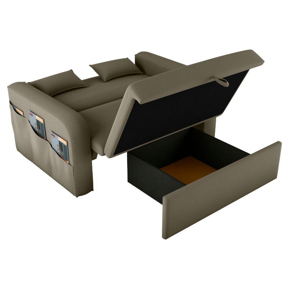 Sofá Cama Com Baú Luka Veludo Cappuccino - 3