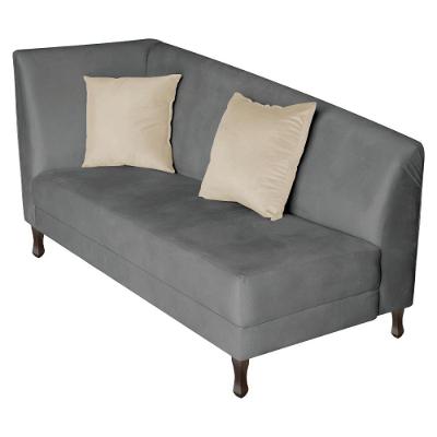 Recamier Heitor 140cm Com Almofada Lado Direito Sintético Cinza Bege