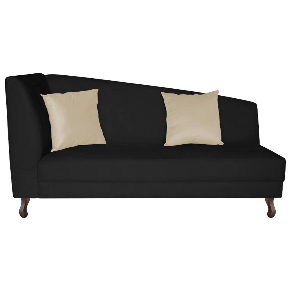 Recamier Heitor 140cm Com Almofada Lado Direito Sintético Cor Preto/bege - 4