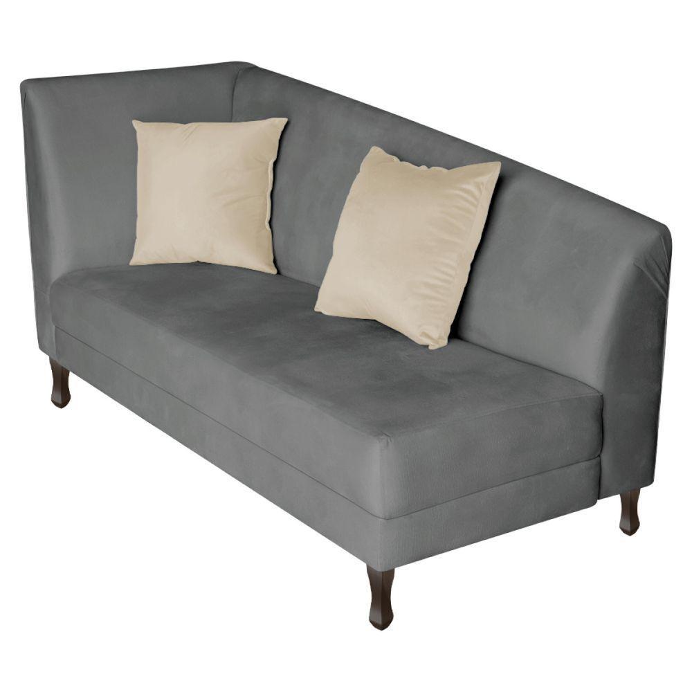 Recamier Heitor 160cm Com Almofada Lado Direito Sintético Cor Cinza/bege - 1