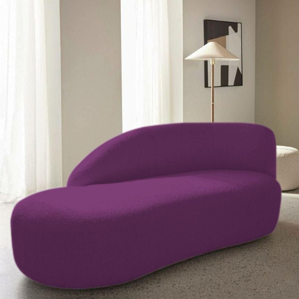 Divã Recamier Curvo Luna 140cm Lado Esquerdo Suede Roxo - 7