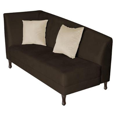 Recamier Heitor 185cm Com Almofada Lado Direito Sintético Cor Marrom/bege