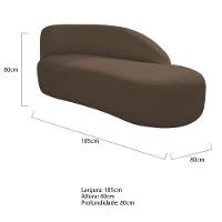 Kit Divã Luna 185cm Lado Direito E 01 Poltrona Base De Ferro Preto Suede Marrom - 8