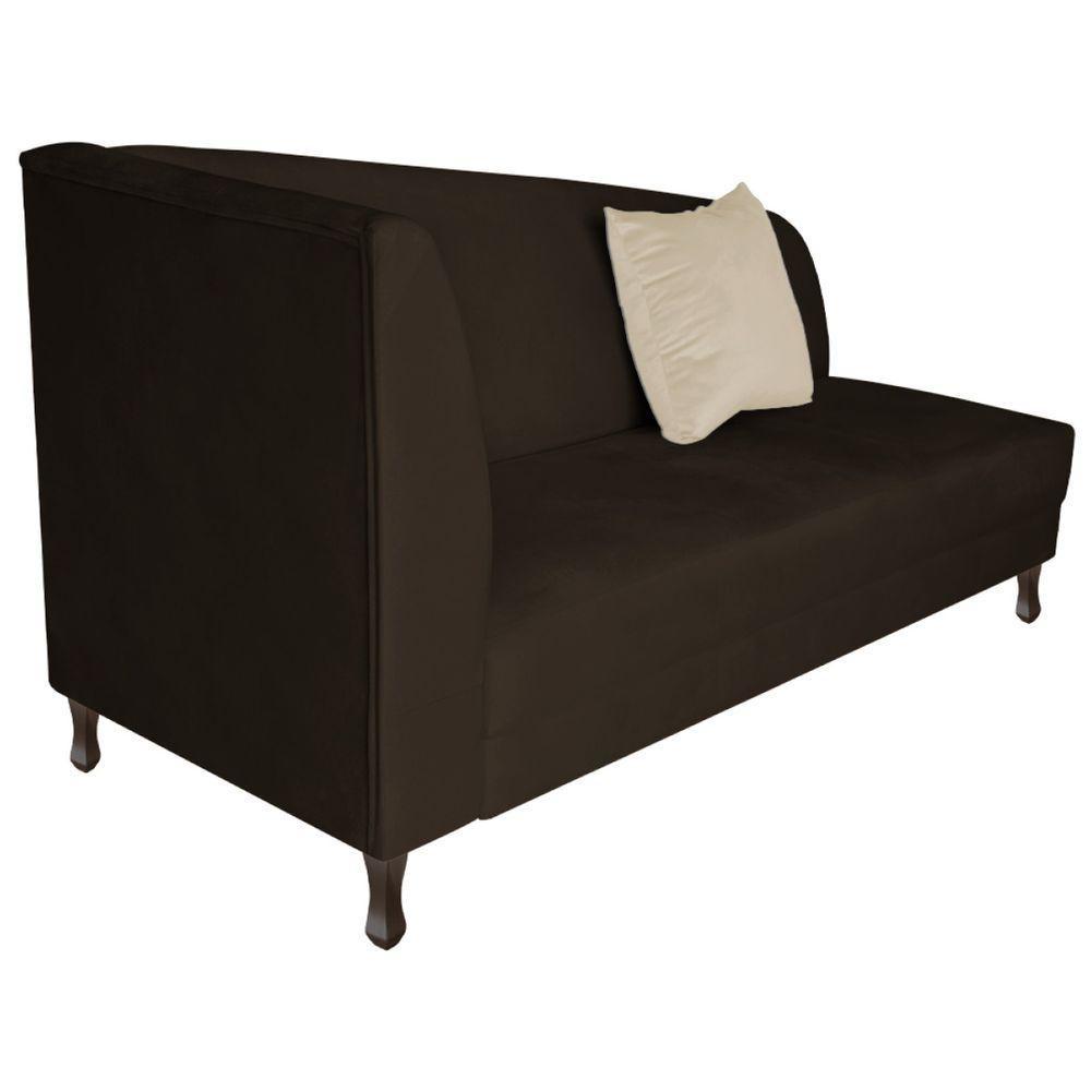 Recamier Heitor 160cm Com Almofada Lado Direito Sintético Marrom Bege - 5