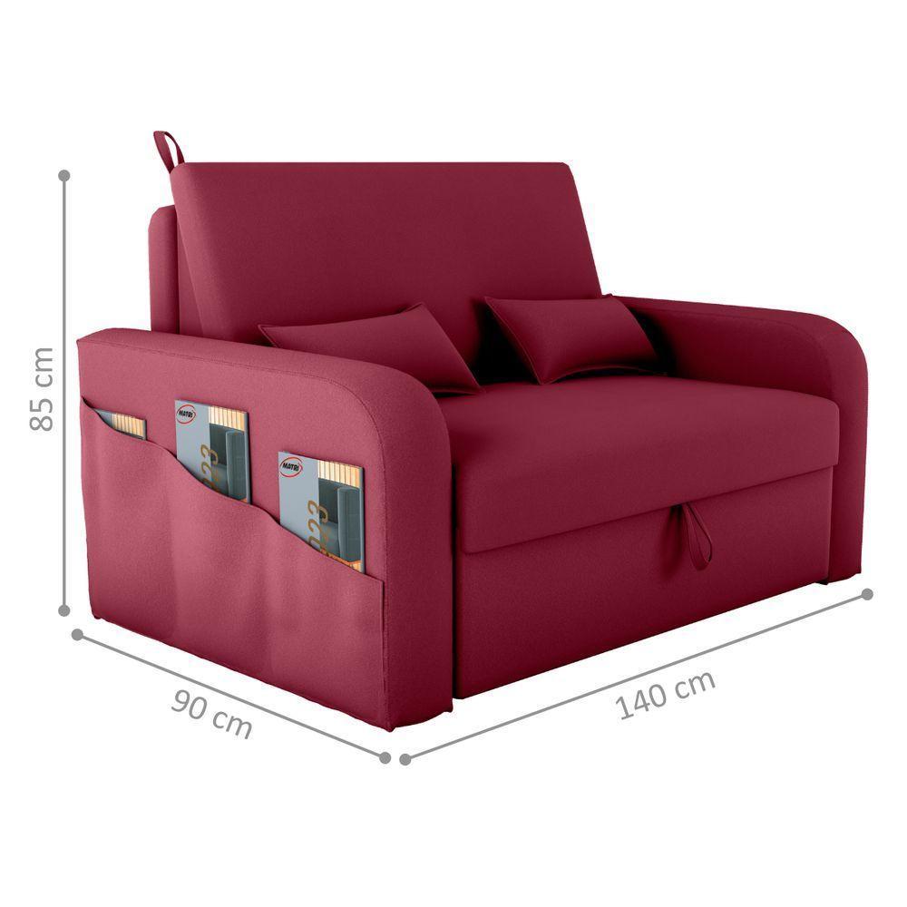 Sofá Cama Com Baú Gorteen Veludo Vinho - 5