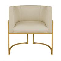 Kit Divã Luna 140cm Lado Esquerdo E 01 Poltrona Base De Ferro Dourado Suede Cor Bege - 5