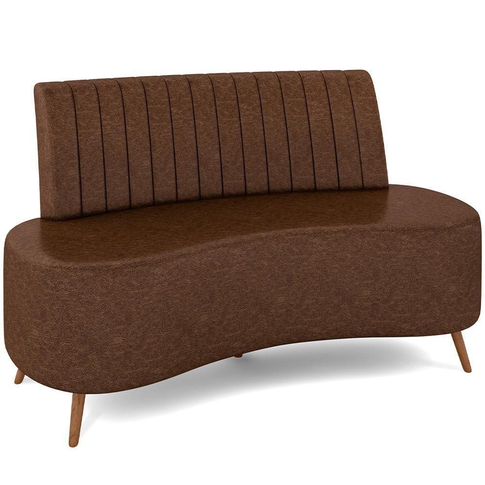 Sofá Chaise Living 2 Lugares 135cm Para Sala Cayman K01 Sintético Marrom - 1