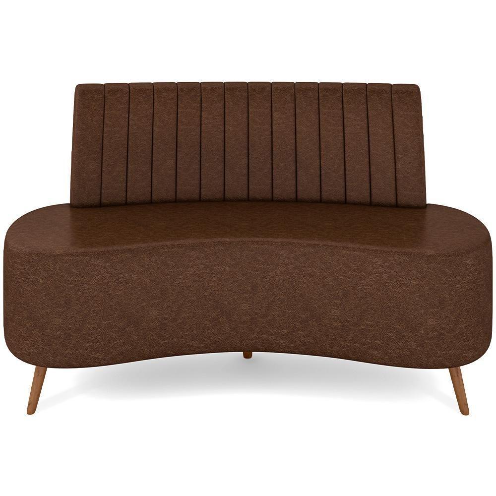 Sofá Chaise Living 2 Lugares 135cm Para Sala Cayman K01 Sintético Marrom - 2