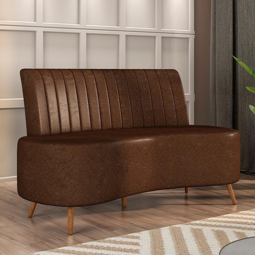 Sofá Chaise Living 2 Lugares 135cm Para Sala Cayman K01 Sintético Marrom - 3